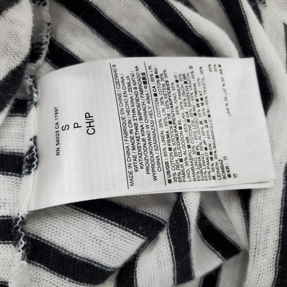 Banana Republic Dress Linen Blend Womens Size Small Striped Black White - Picture 5 of 9